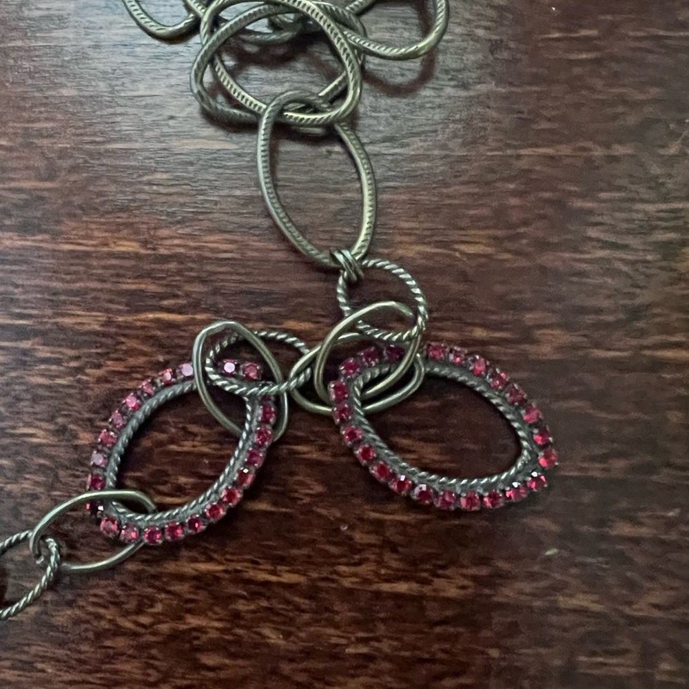 Sorrelli Red and Gold Long Chain Necklace - Picture 6 of 10